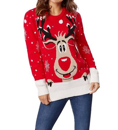 neuer Damen Rudi Rentier Weihnachtspullover Grösse XXL