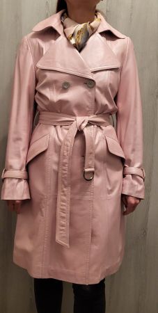 Manteau cuir rose poudré Madeleine, taille S. 🌸