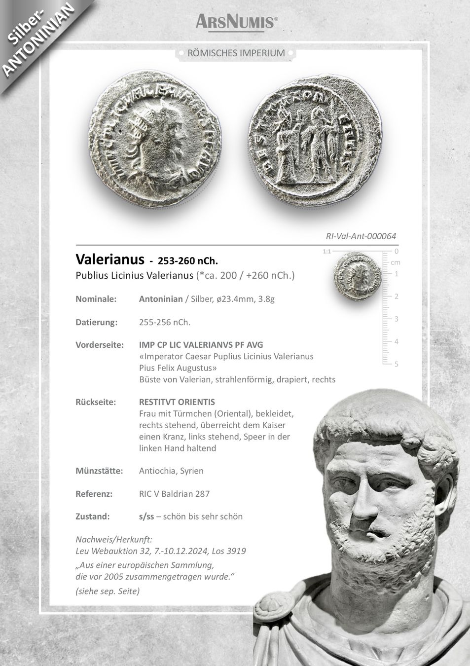 Tutti le monete: Römische Silbermünze - Valerianus – Usato da Oberwil b. Zug venduto da ArsNumis 4
