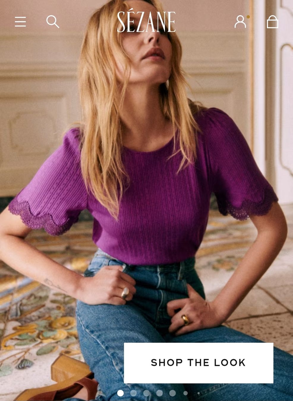 Sezane T-shirt: Sezane Shirt "Cléa" Violett Gr. M – Usato da Basel venduto da 056rm 1