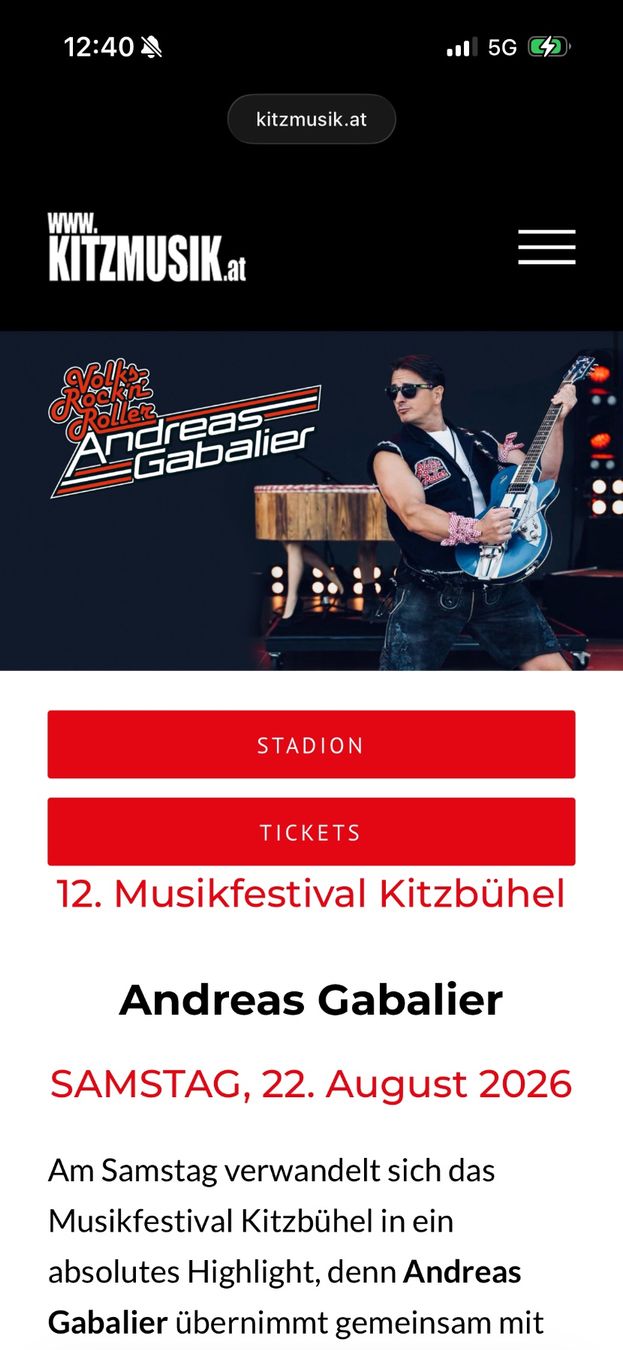 Tickets: Musikfestival Kitzbühel, Andreas Gabalier – Neu (gemäss Beschreibung) aus Luzern von Samsay