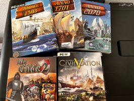 Retro PC Strategie Set – Anno, Gilde 2, Civ 5 im Schuber