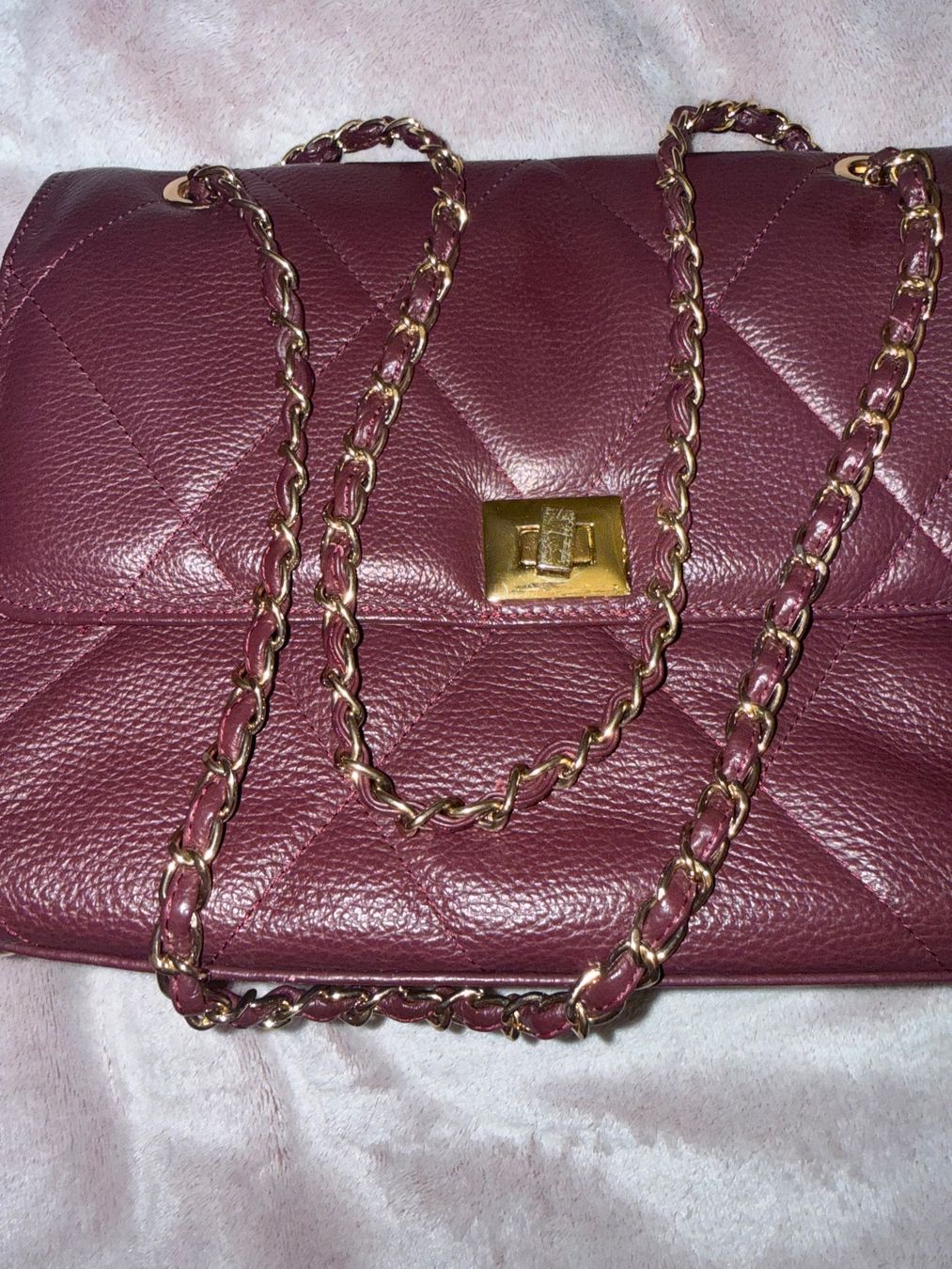 Borse da donna: Sac à main en cuir véritable violet – Usato da St-Maurice venduto da Sandrinette123 1