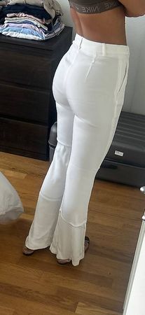 Pantaloni a zampa bianchi donna taglio elegante nuovo