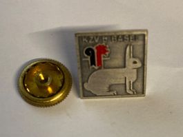 Badge KZV Basel avec lapin, vintage, en métal argenté