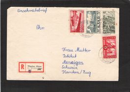 R-Brief Saar - Menzingen (Kanton Zug) , gel. 10.Vll.1956