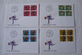Pro Juventute 1990 4 FDC 4er-Blocks SBK J315 - J318