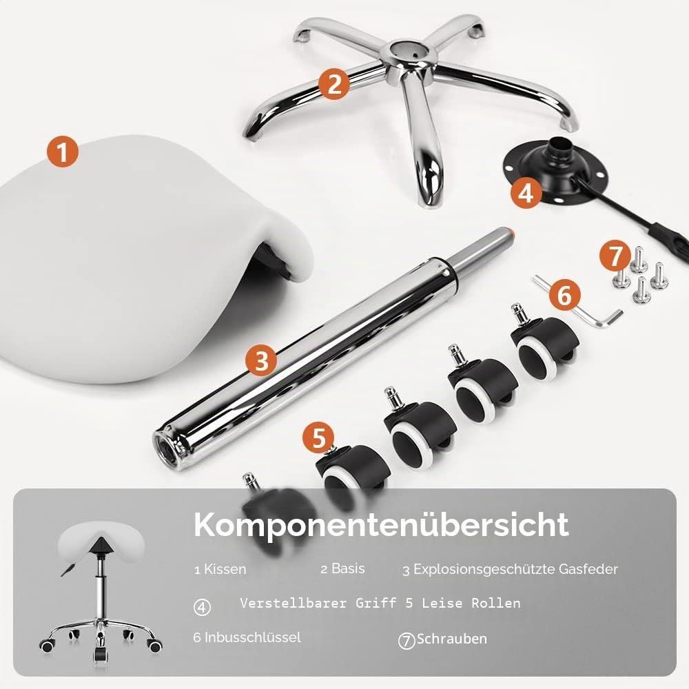 Hocker: Sattelhocker Arbeitshocker Rollhocker mit Rollen drehbar – Neu und originalverpackt aus Herisau von Serenco 6