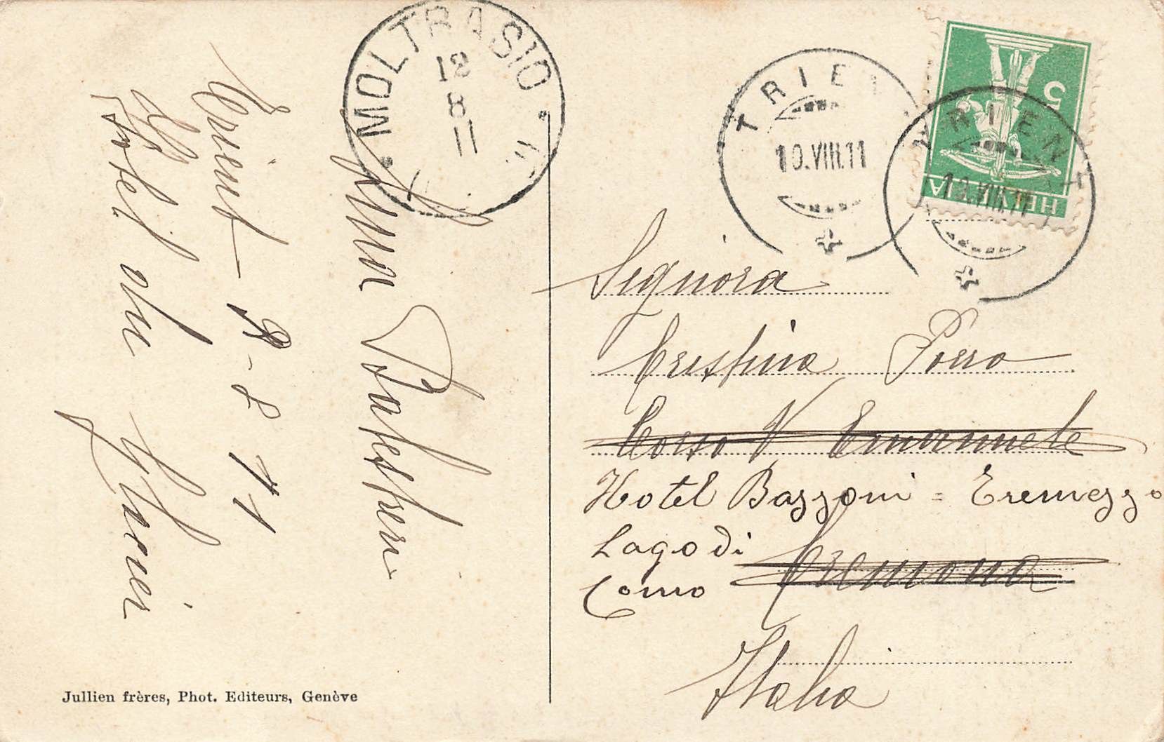 Cartoline postali: Trient Aiguille du tour – Usato da Biasca venduto da Blenio71 1