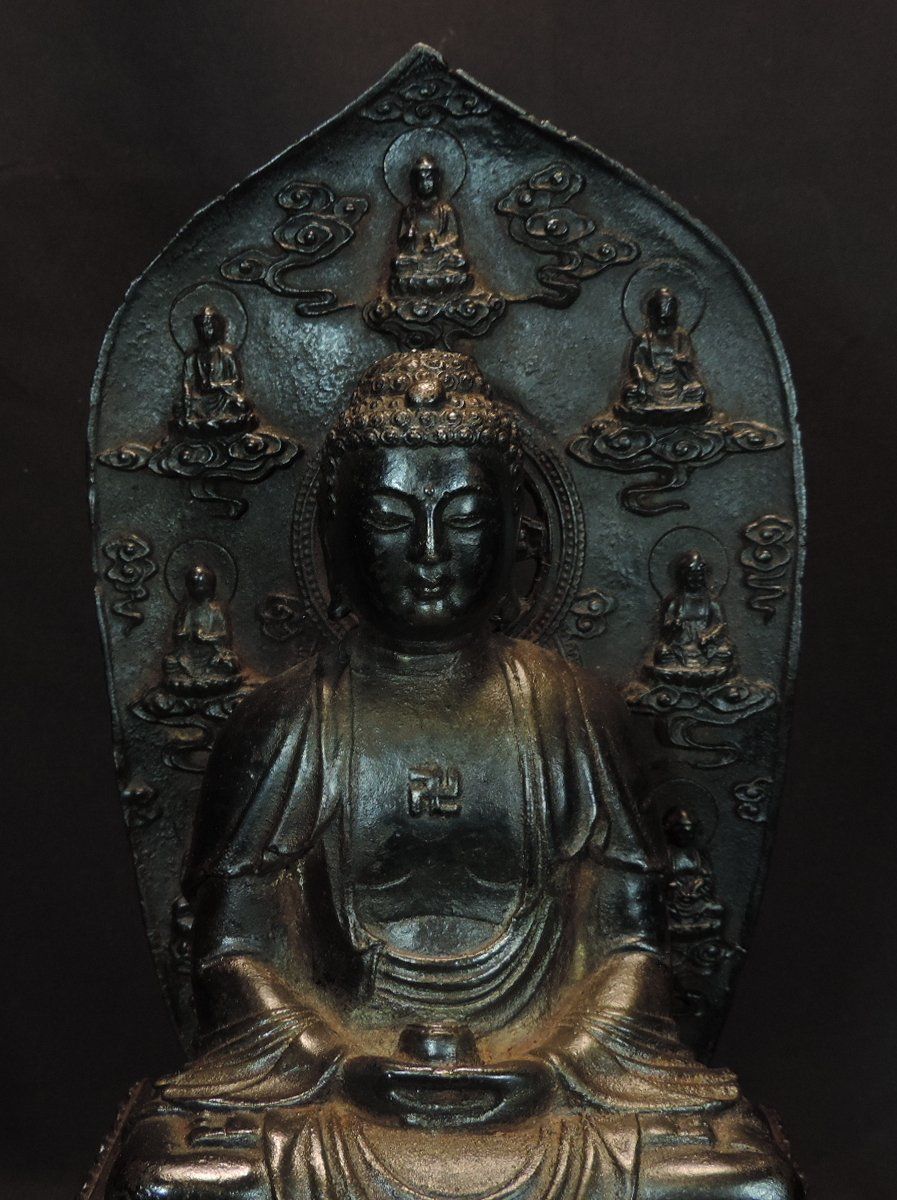 Sculture & Statue: alte Buddha Figur aus Eisenguss mit Aureole – Usato da Duggingen venduto da roterbambus 5