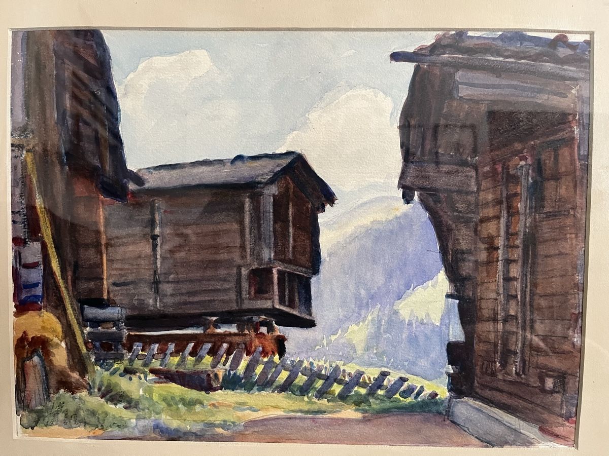 Dipinti: Mazots valaisans: aquarelle encadrée. – Usato da Lausanne venduto da joltei 1