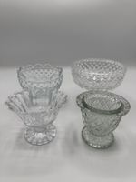 4er Set Vintage Glasschalen, Dessertschalen, Glasschüssel