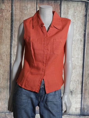 Sommerbluse o.A.Street One, Leinen, orange, Gr. 40, neuwert.