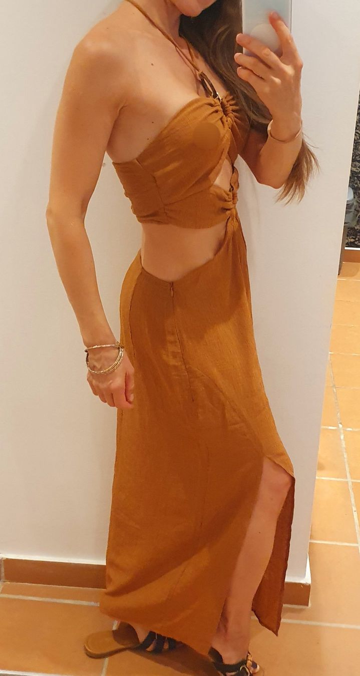 Zara Kleider: Kleid Boho Gr. 34/XS caramelbraun – Gebraucht aus Stansstad von InStyle8 2