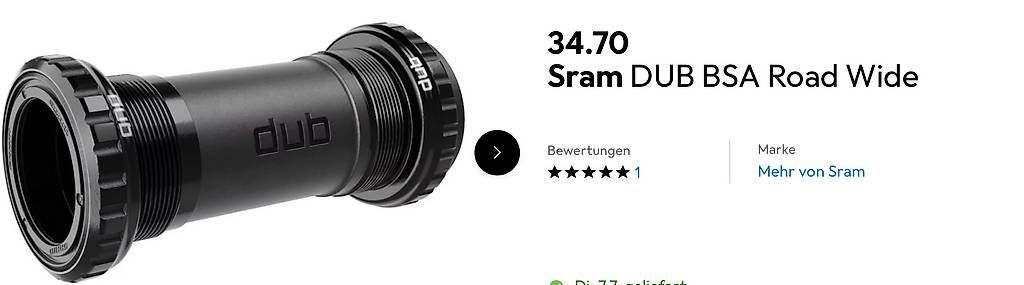 Ersatzteile: Tretlager Sram DUB BSA Road Wide – Gebraucht aus Birrwil von Apareos1