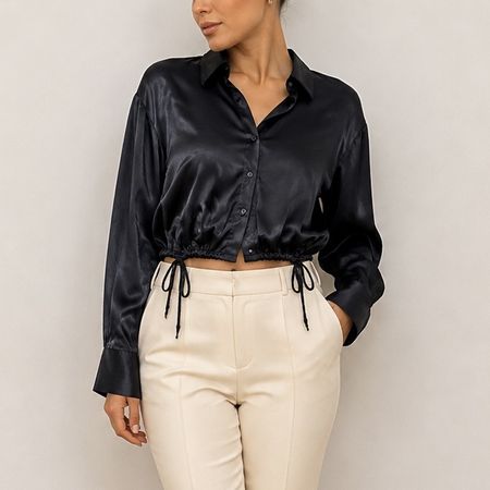 ZARA Satin Bluse Gr. S – Schwarz 