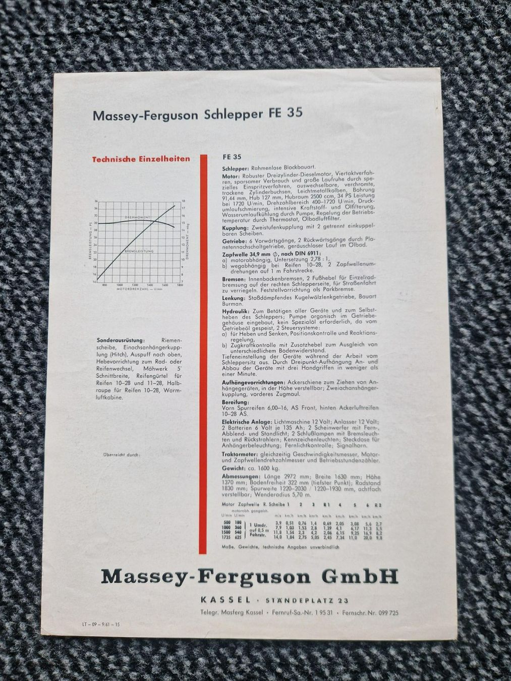 Massey Ferguson Trattori: Original Prospekt Massey-Ferguson FE35 – Usato da Dürnten venduto da Bachtel84 1