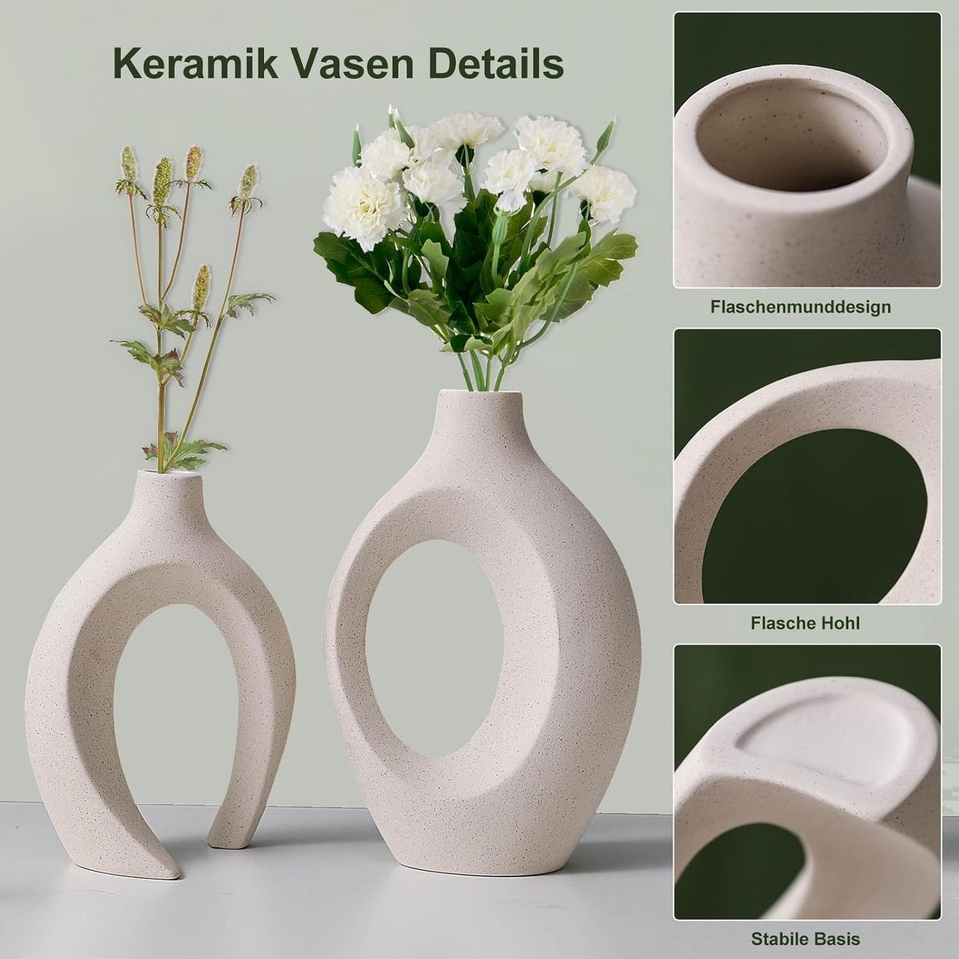 Vasi & Recipienti: Keramik Vase, 2er Set Hohle Beige – Nuovo e nell'imballaggio originale da Gränichen venduto da omniadeals 4
