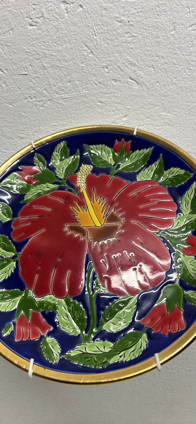 Piatti: Vintage Wandteller Rot Hibiskus Hand Made – Usato da Möhlin venduto da mil_h55x 6