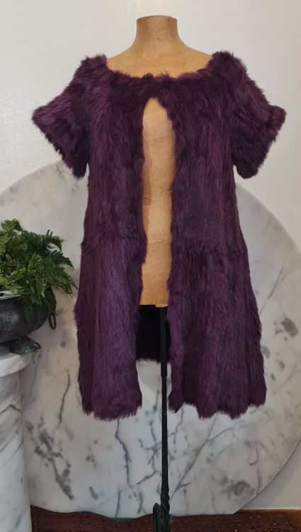 Gilet Lou Andrea Paris Fourrure Lapin Tricoté Violet 2009 (Neuf
