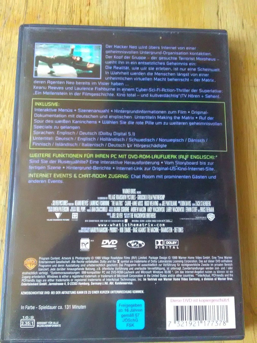 Alle DVDs: Matrix  (Trilogie)     De & Eng.       > 3'DVD's < – Gebraucht aus St.Galllen von elkaphone 3