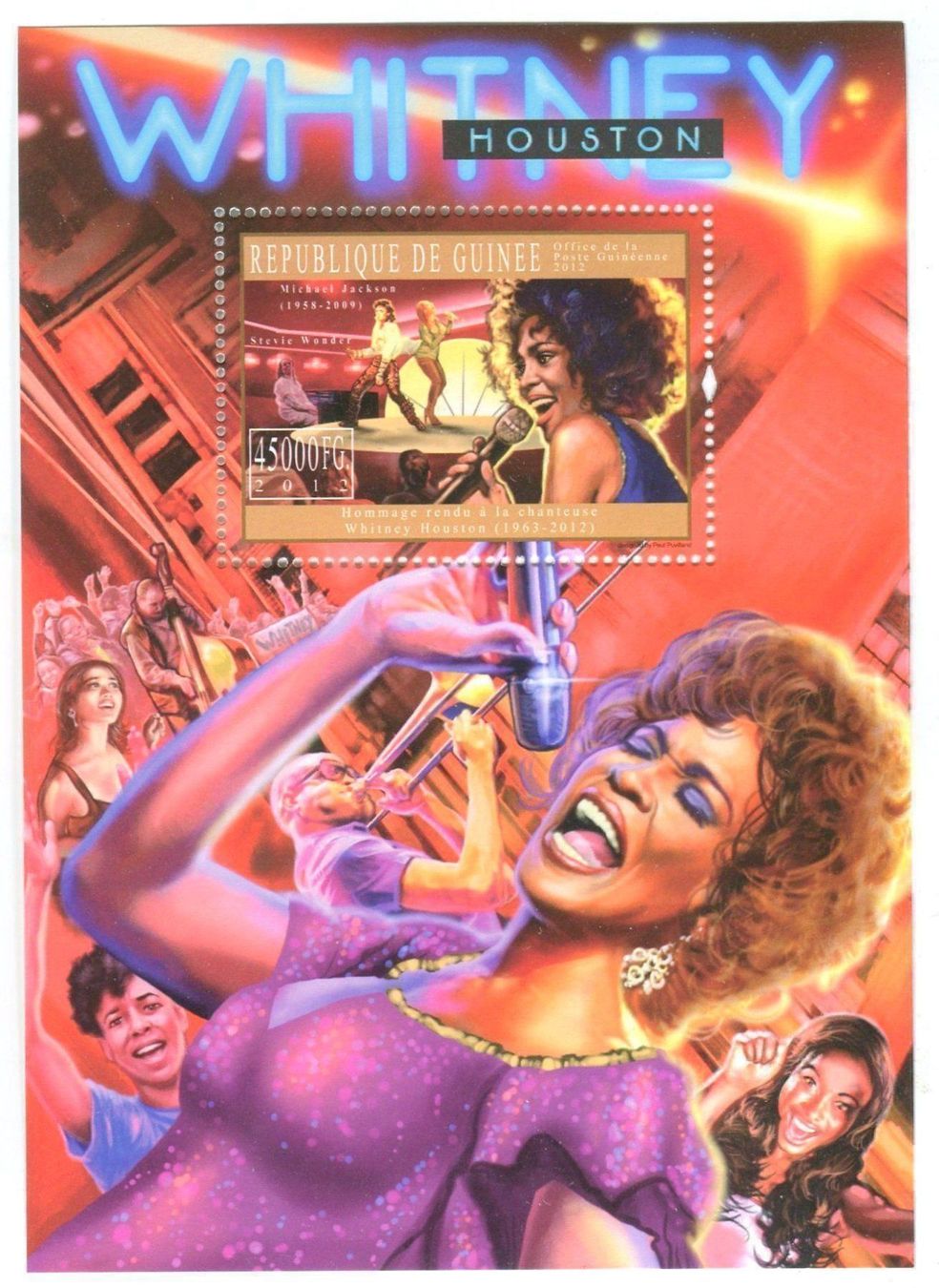 Tutti i francobolli: Block "Whitney Houston". Guinea. – Nuovo e nell'imballaggio originale da Basel venduto da Butsch5