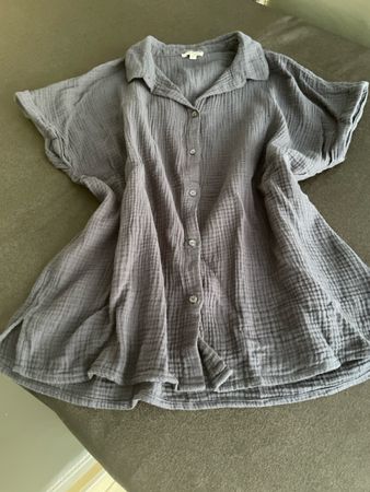 Damen Hemdbluse blau Grösse L Baumwolle Bügelfrei