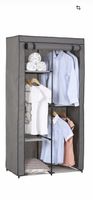 Kleiderschrank Stoff grau Metallgestell 88.5x169x46cm NEU OV