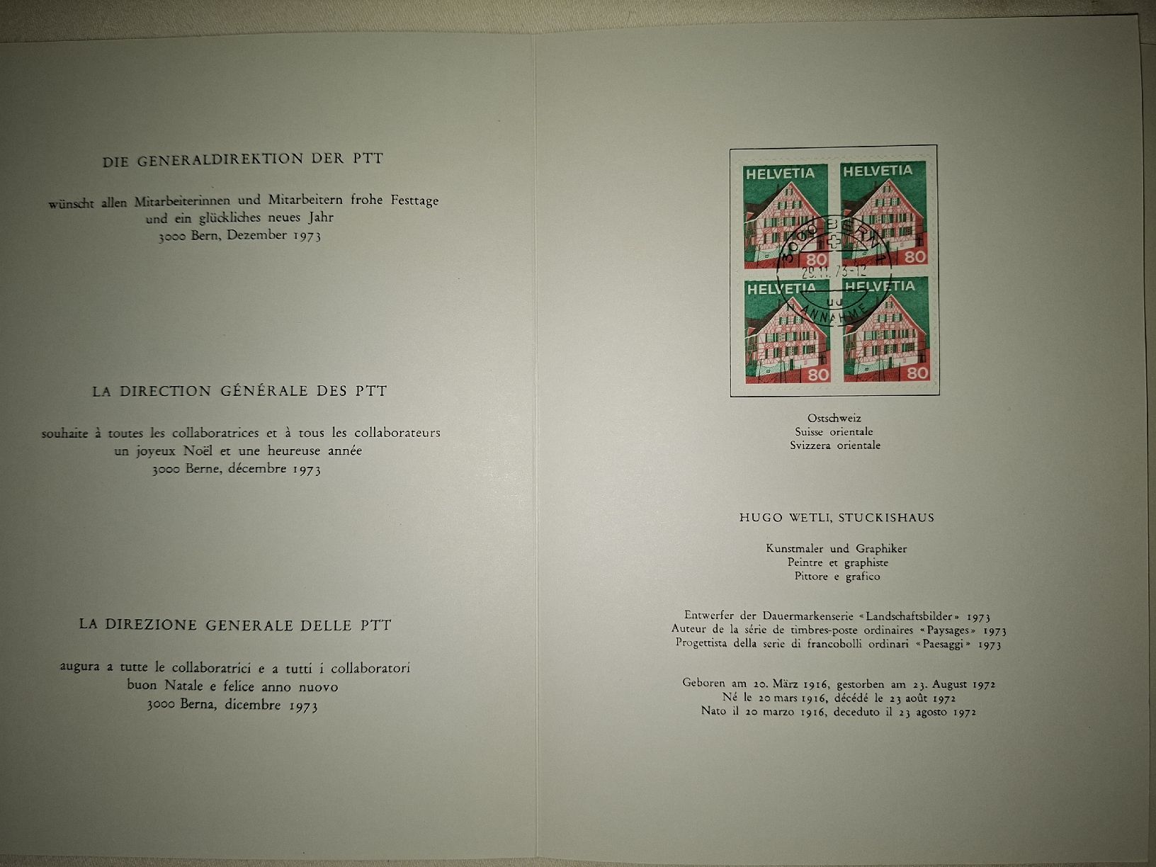 Alle Briefmarken: Schweizer PTT Neujahrskarten mit Briefmarken – Gebraucht aus Masein von vin_5yx5 5