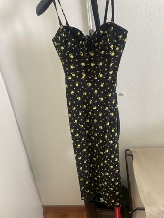 NEW Realisation Par midi Dress XS, 100% silk, black flora