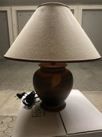 Vintage Keramik Lampe mit Stoffschirm, gemustert, Top!