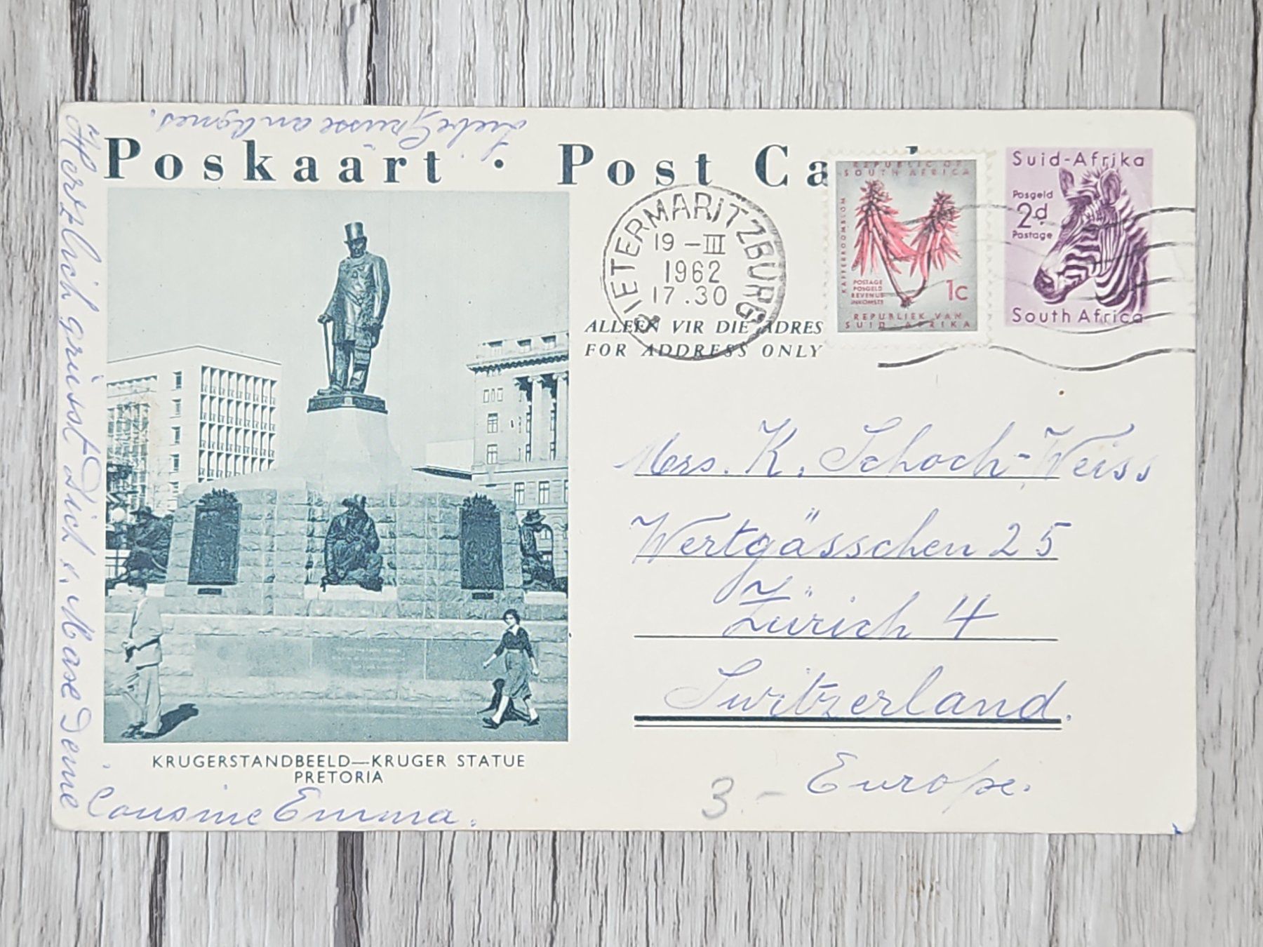 Alle Briefmarken: CL14 Carte Postale + Timbre Sud Afrika 1962 – Gebraucht aus Cousset von Patrick_Collections