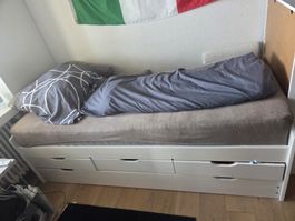 Bett mit Schubladen weiss 90x200cm