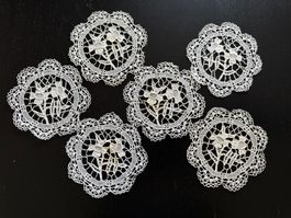 6er Set Spitzendeckchen mit Blumenmuster, Spitze, Vintage...
