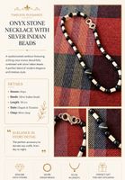 ONYX STONE NECKLACE WITH SILVER INDIAN BEADS