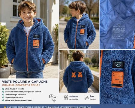 Vends veste polaire à capuche