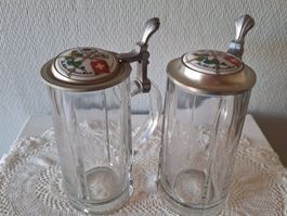 2 Feldschlösschen - Bier - Krüge  Glas / Zinn
