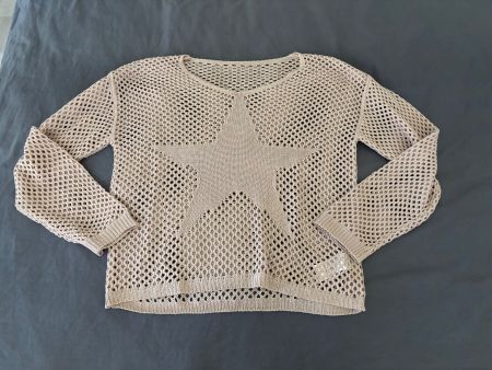 Cooler Sommerpullover, Gr. S, sandfarben, Netzoptik