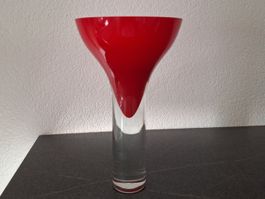 Flavio Poli Art Deco Vase Aus Murano Glas / rot / Polo