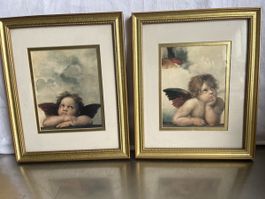 2er Set Engelbilder, gerahmt, Wanddeko für Kinderzimmer