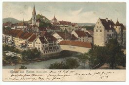 Gruss aus BADEN gel. 1901 nach Glarus