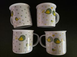 4 Tassen Boltze Home Vogel Motiv - wie neu