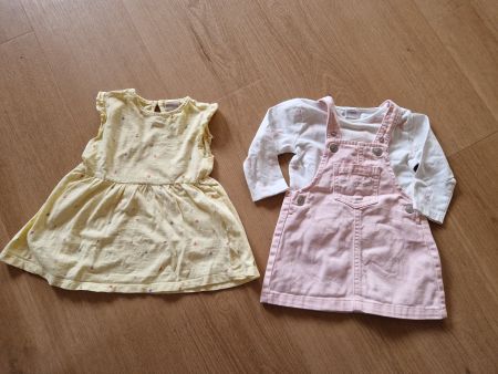 2 Baby Kleid Gr. 74/80 gelb & rosa 🐰🍦☀️