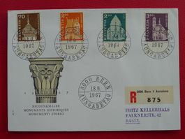 1967, Kellerhals-FDC mit Nr.418+424+426+427 +Tabs, selten!