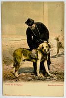 St. Bernard - Chiens avec son maître - Belle carte ancienne