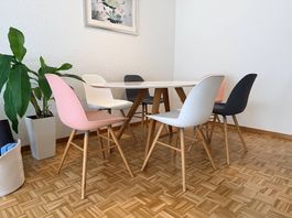 Ovaler Esstisch und Esszimmerstühle