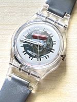 Swatch Uhr Skelett durchsichtig Band grau funktionstüchtig