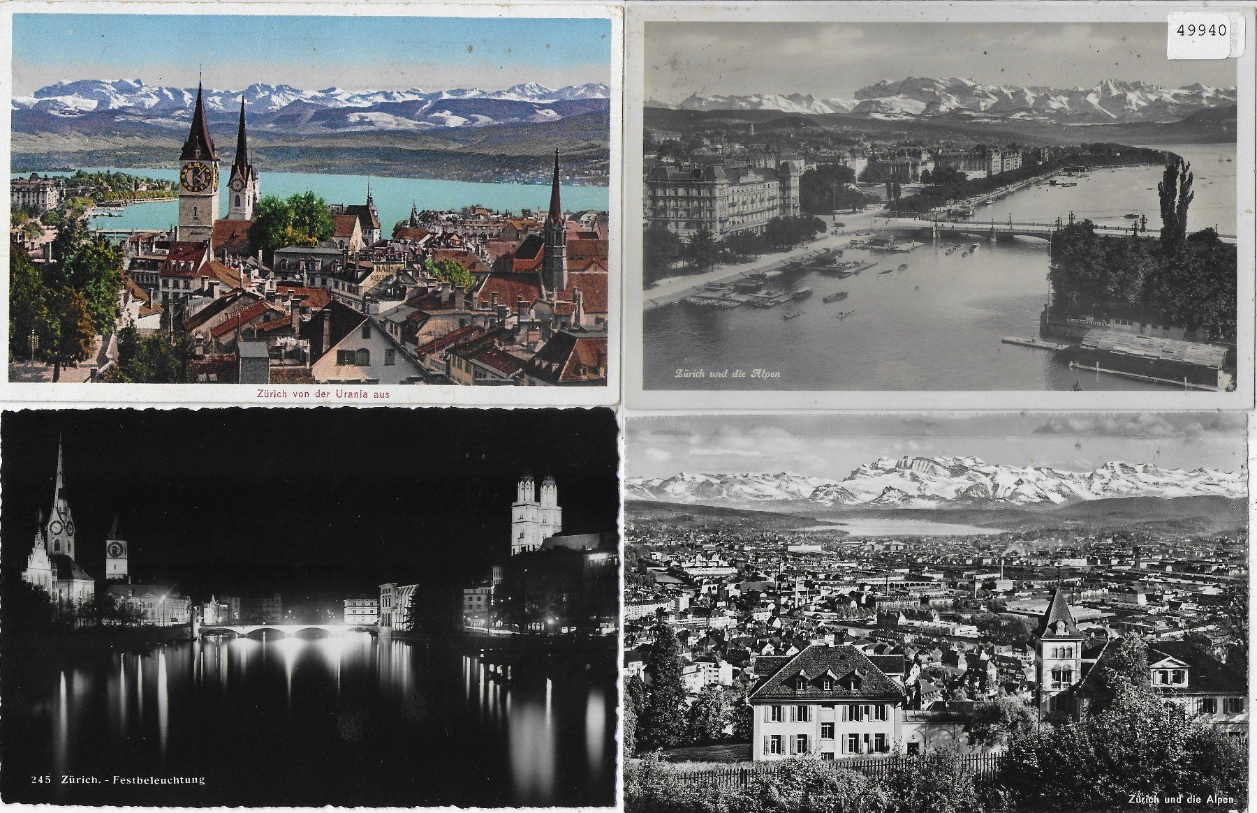 Ansichtskarten: 4 AK - Zürich – Gebraucht aus Ettingen von Kartenplanet