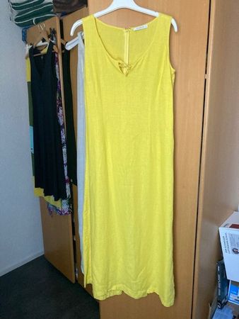 sonnengelbes Sommerkleid 100 % Leinen von Globus Gr. 38