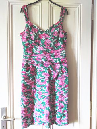 LOUIS FERAUD : Robe “buisson de roses” Vintage 38